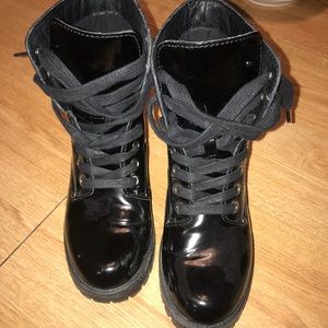 Aldo Black Leather Ankle Boots